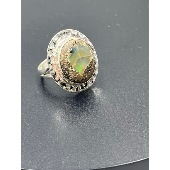 Sterling Silver Bezel Set Cabochon Boulder Opal Ring Size 8.75 - Picture 11 of 11